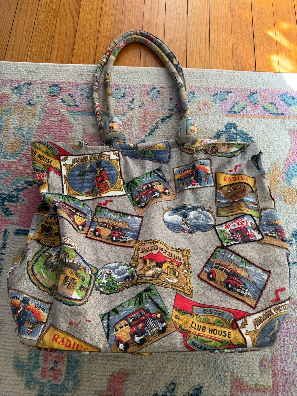 Tapestry Travel Print Tote Bag in Multi-Color